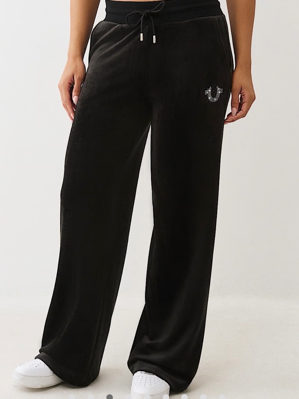 NWT True Religion Crystal HS Velour Straight Leg Track Pants – Black – XXL